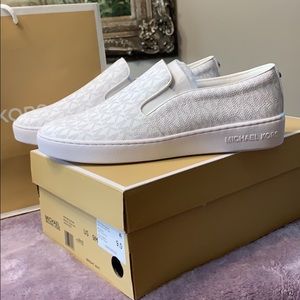 White Leader Michael Kors Slip On Shoes